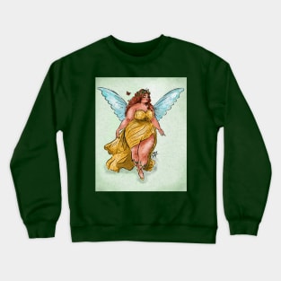 Pretty chubby spring fairy (with background) Crewneck Sweatshirt